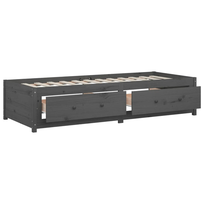 Tagesbett Grau 75x190 cm Massivholz Kiefer