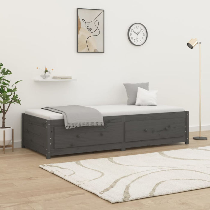 Tagesbett Grau 75x190 cm Massivholz Kiefer