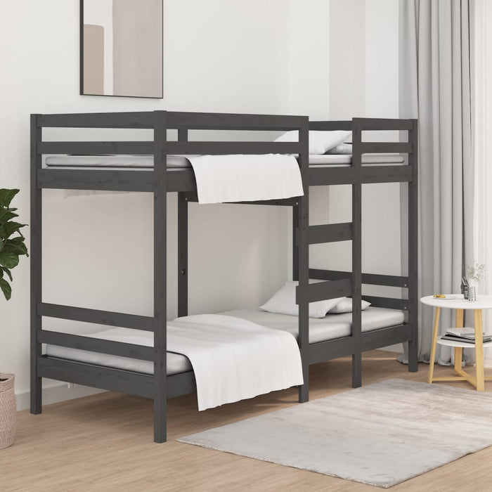 Etagenbett Grau 90x200 cm Massivholz Kiefer