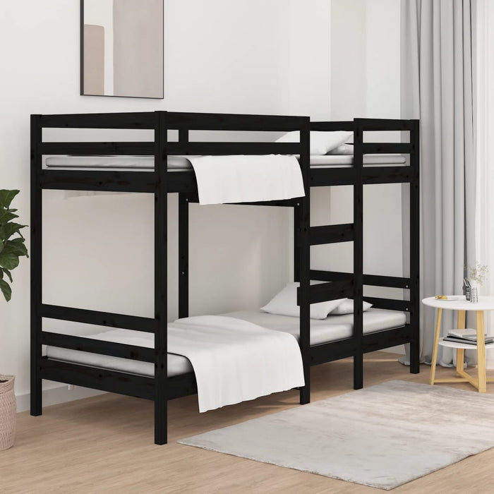 Etagenbett Schwarz 90x190 cm Massivholz Kiefer
