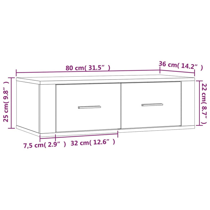 TV-Wandschrank Sonoma-Eiche 80x36x25 cm Holzwerkstoff