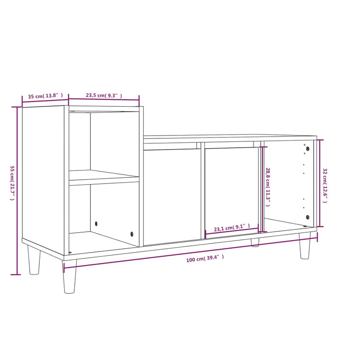 TV-Schrank Schwarz 100x35x55 cm Holzwerkstoff
