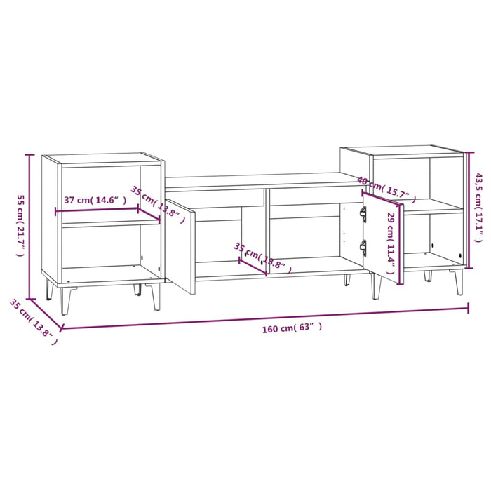 TV-Schrank Schwarz 160x35x55 cm Holzwerkstoff