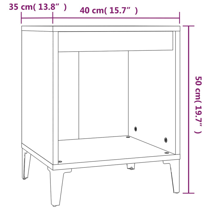 Nachttische 2 Stk. Grau Sonoma 40x35x50 cm