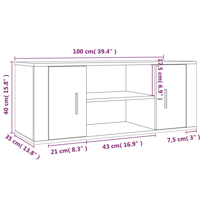 TV-Schrank Betongrau 100x35x40 cm Holzwerkstoff