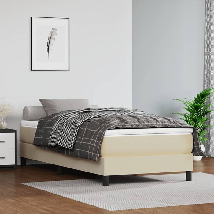 Boxspringbett Creme 80x200 cm Kunstleder