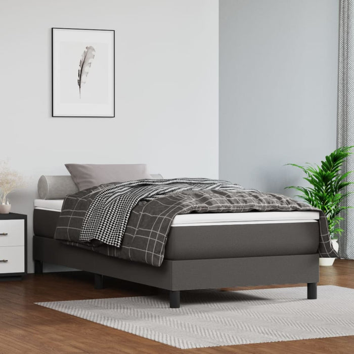 Boxspringbett Grau 90x200 cm Kunstleder