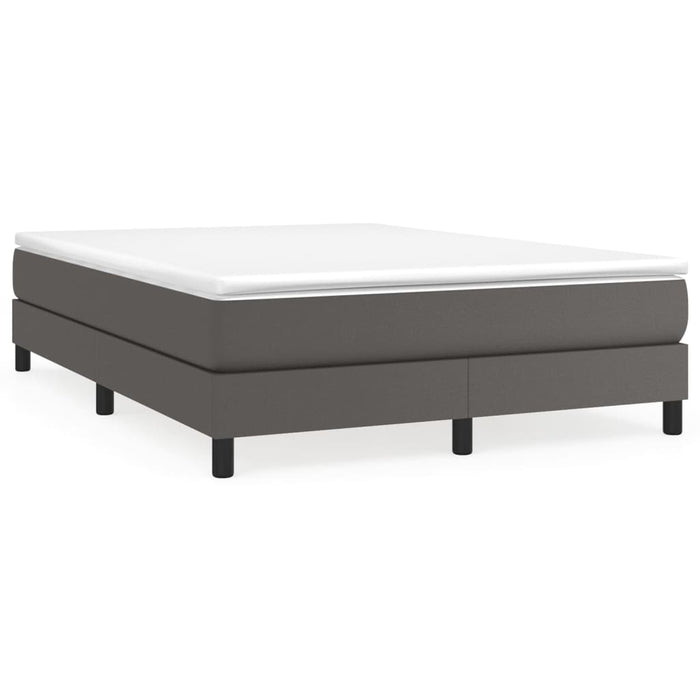 Boxspringbett Grau 140x190 cm Kunstleder