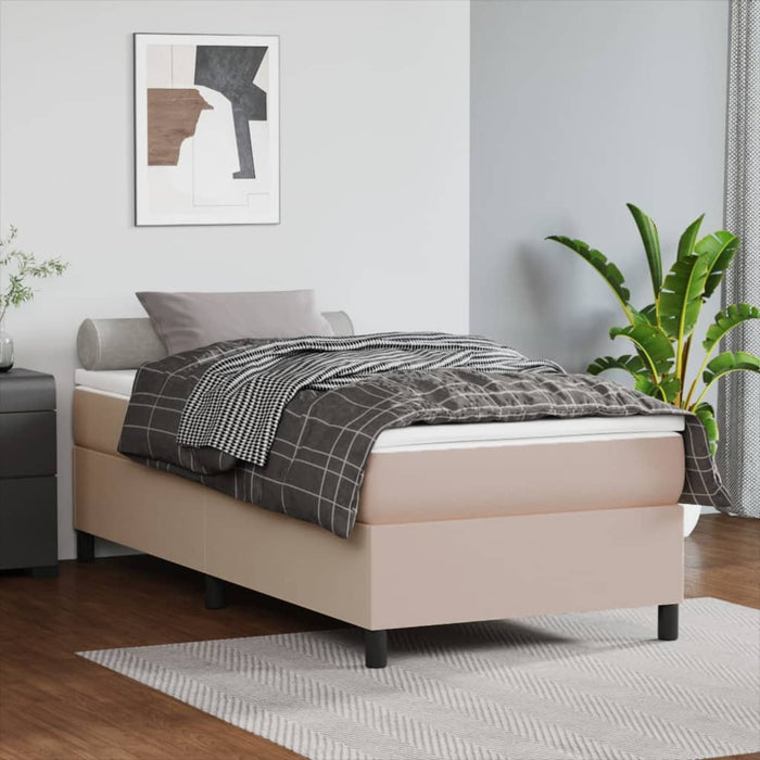 Boxspringbett Cappuccino-Braun 90x190 cm Kunstleder