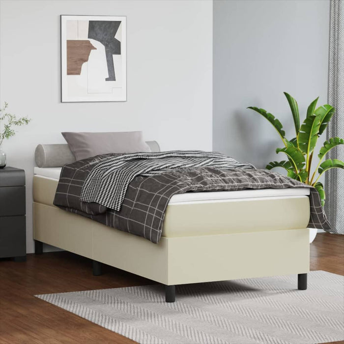 Boxspringbett Creme 100x200 cm Kunstleder