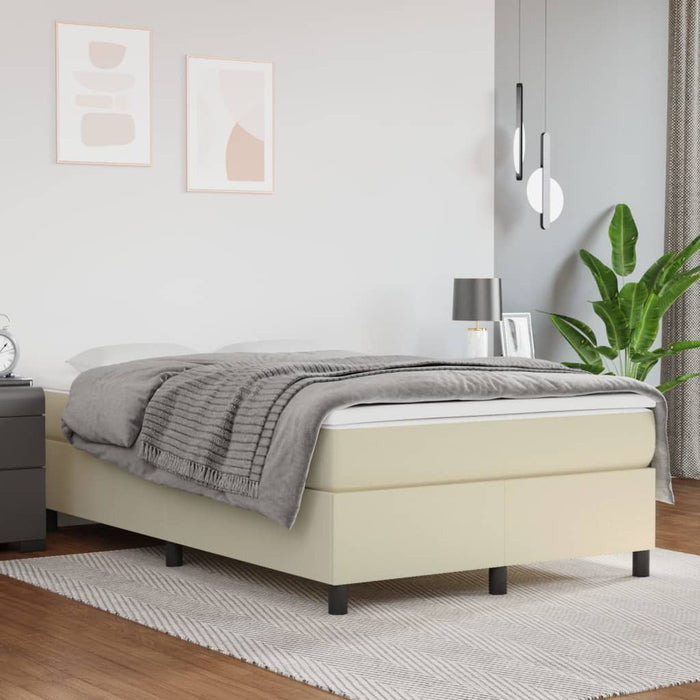 Boxspringbett Creme 120x200 cm Kunstleder