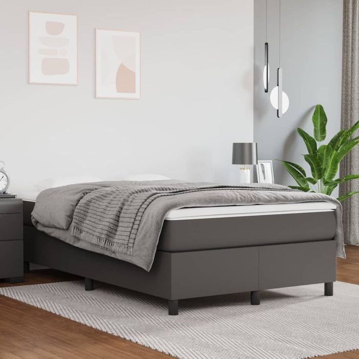Boxspringbett Grau 120x200 cm Kunstleder