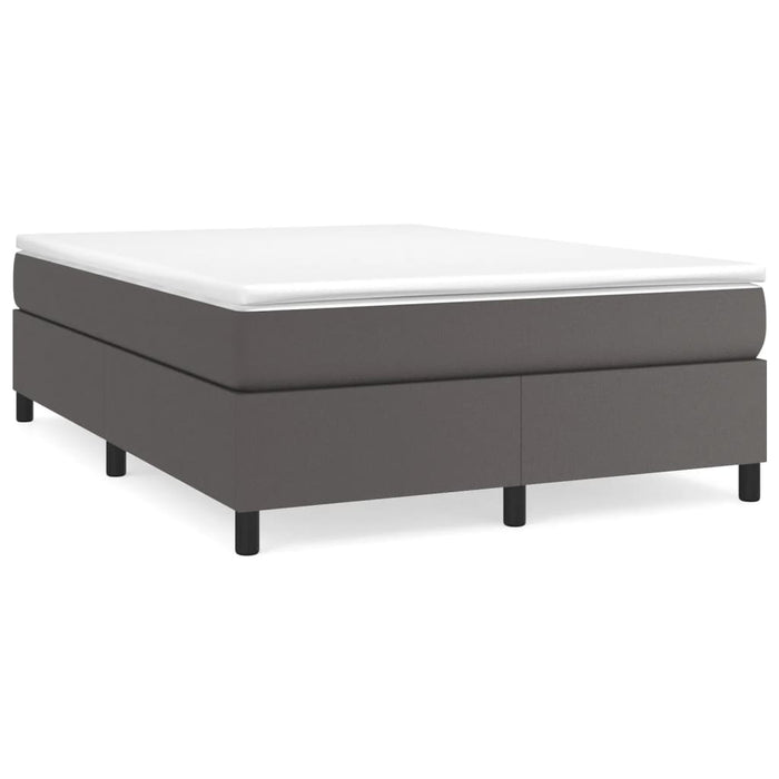 Boxspringbett Grau 140x190 cm Kunstleder