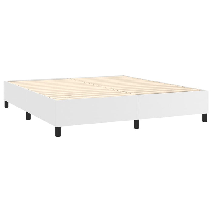 Boxspringbett Weiß 160x200 cm Kunstleder