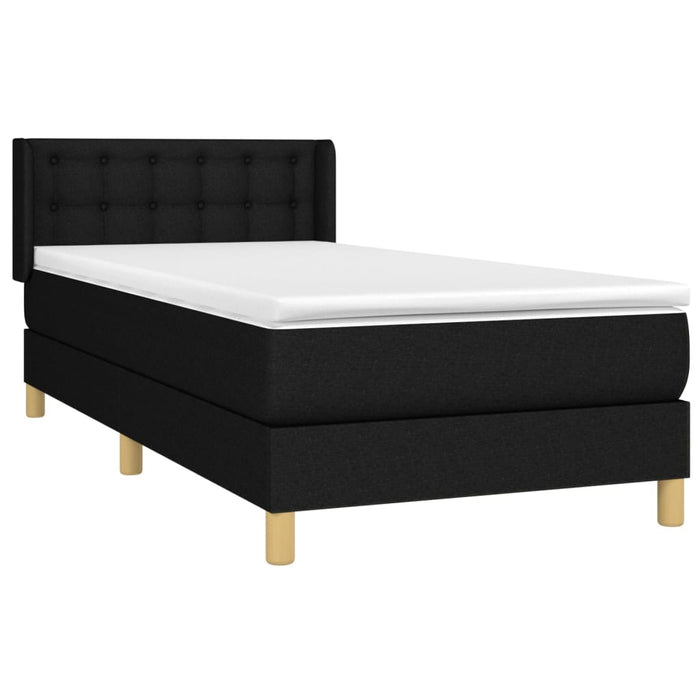 Boxspringbett mit Matratze Schwarz 90x200 cm Stoff