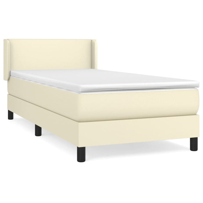 Boxspringbett mit Matratze Creme 80x200 cm Kunstleder