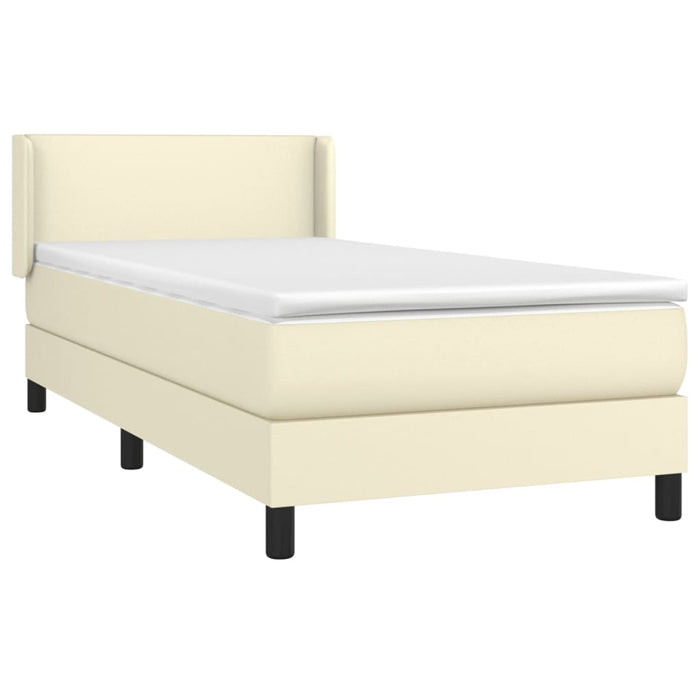 Boxspringbett mit Matratze Creme 80x200 cm Kunstleder