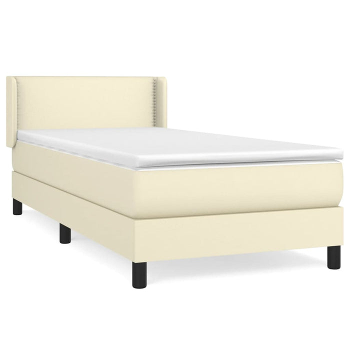 Boxspringbett mit Matratze Creme 80x200 cm Kunstleder