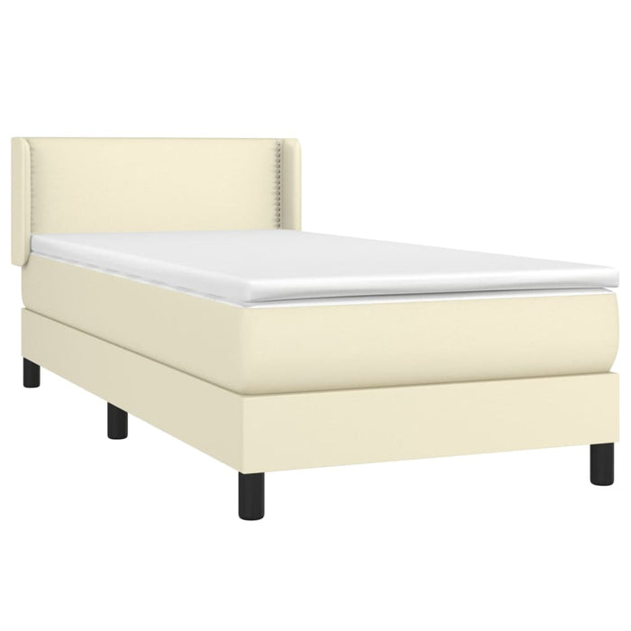 Boxspringbett mit Matratze Creme 80x200 cm Kunstleder