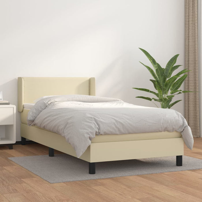 Boxspringbett mit Matratze Creme 80x200 cm Kunstleder