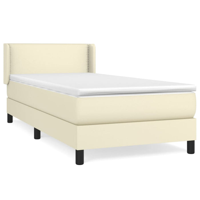 Boxspringbett mit Matratze Creme 90x200 cm Kunstleder