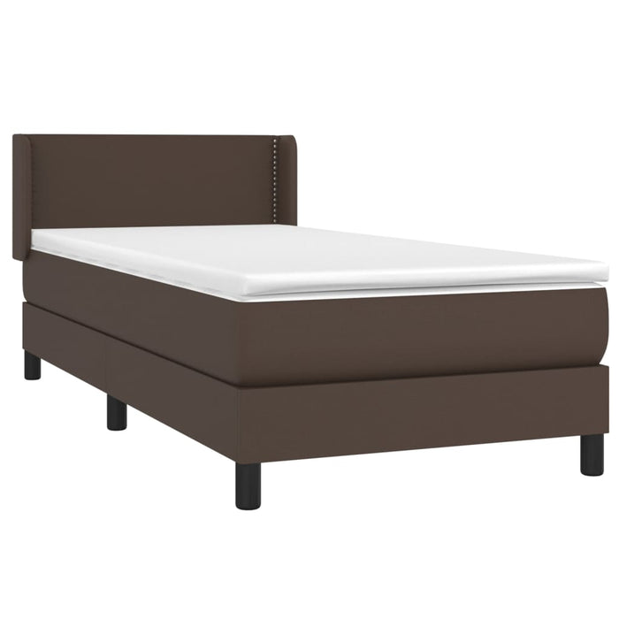 Boxspringbett mit Matratze Braun 90x200 cm Kunstleder
