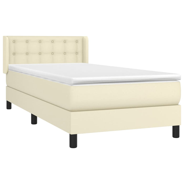 Boxspringbett mit Matratze Creme 80x200 cm Kunstleder