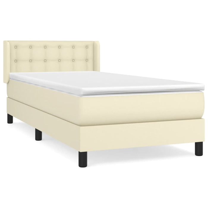Boxspringbett mit Matratze Creme 90x200 cm Kunstleder