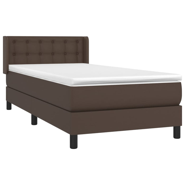 Boxspringbett mit Matratze Braun 100x200 cm Kunstleder