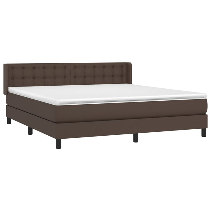 Boxspringbett mit Matratze Braun 160x200 cm Kunstleder