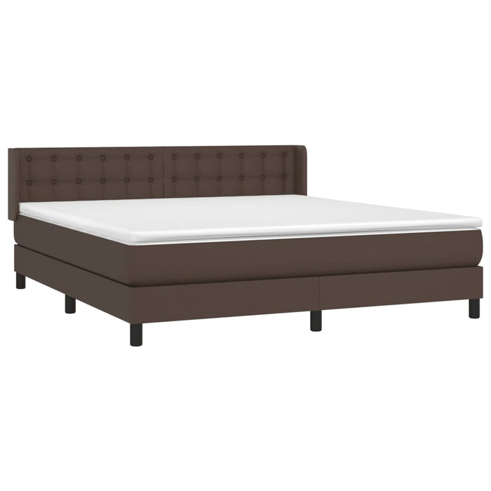 Boxspringbett mit Matratze Braun 180x200 cm Kunstleder
