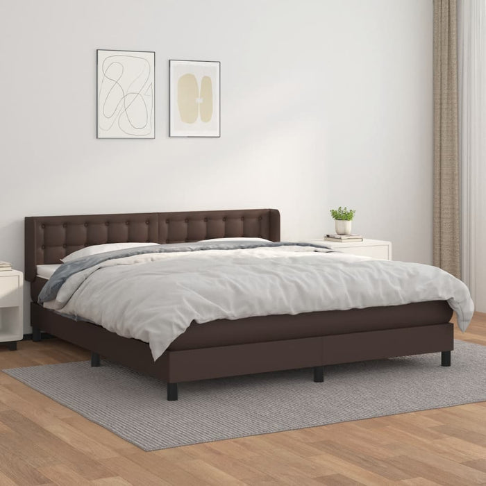Boxspringbett mit Matratze Braun 180x200 cm Kunstleder