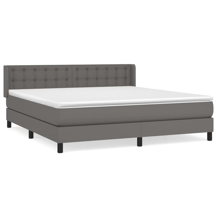 Boxspringbett mit Matratze Grau 180x200 cm Kunstleder