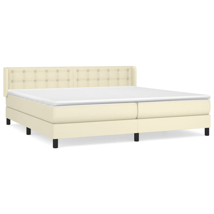 Boxspringbett mit Matratze Creme 200x200 cm Kunstleder