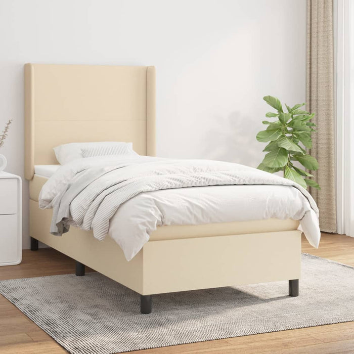 Boxspringbett mit Matratze Creme 90x190 cm Stoff