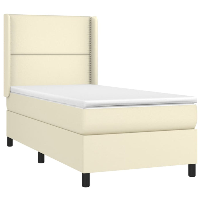 Boxspringbett mit Matratze Creme 100x200 cm Kunstleder