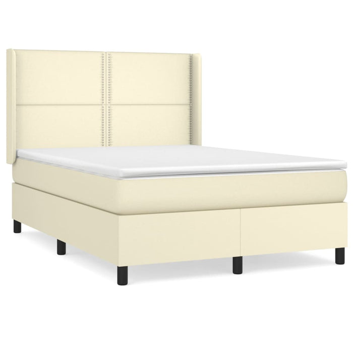 Boxspringbett mit Matratze Creme 140x200 cm Kunstleder