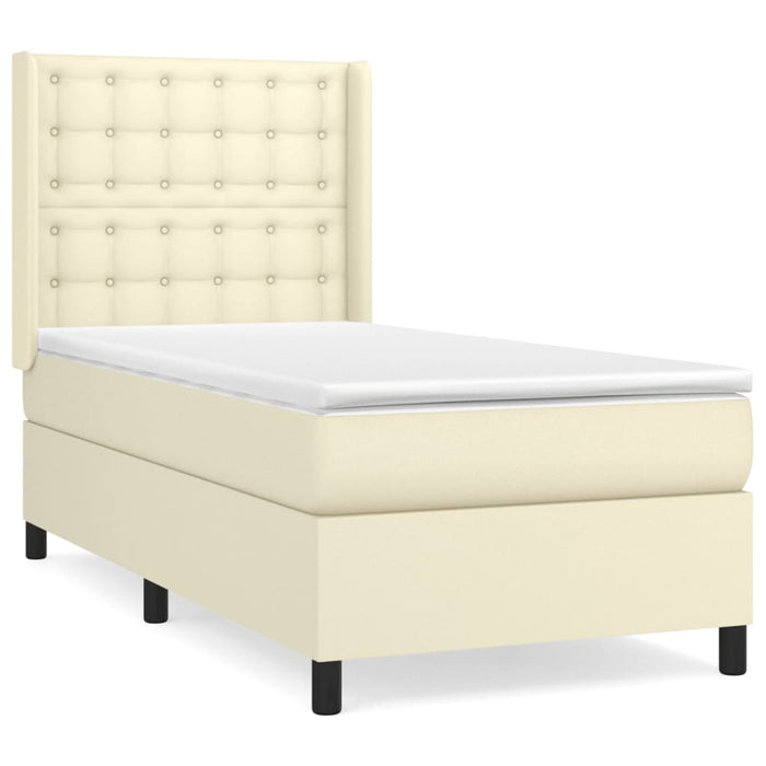 Boxspringbett mit Matratze Creme 80x200 cm Kunstleder