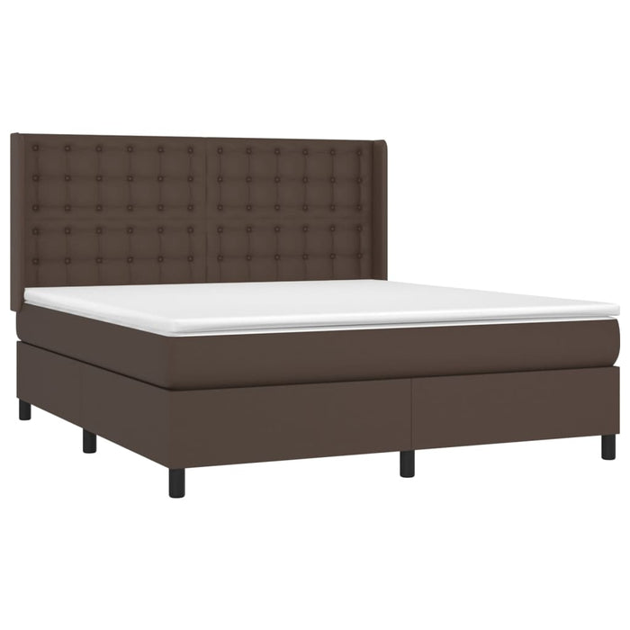 Boxspringbett mit Matratze Braun 160x200 cm Kunstleder