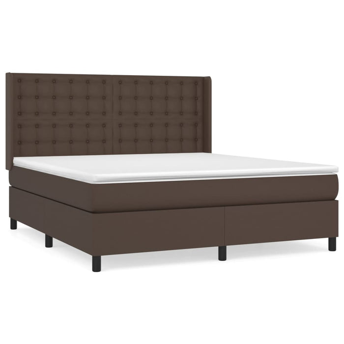 Boxspringbett mit Matratze Braun 180x200 cm Kunstleder