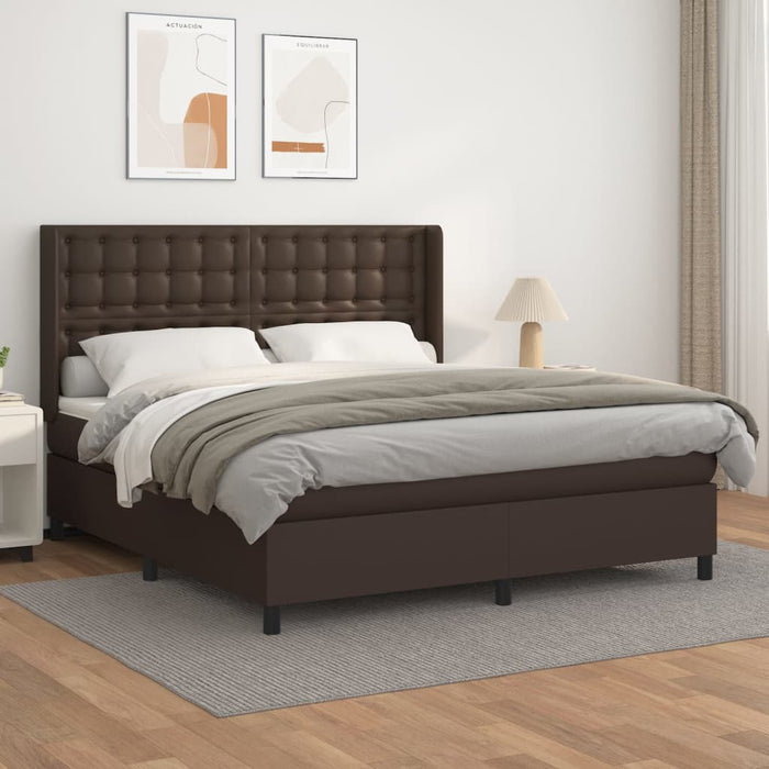 Boxspringbett mit Matratze Braun 180x200 cm Kunstleder