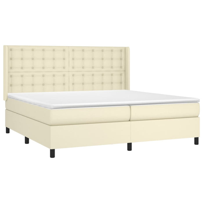 Boxspringbett mit Matratze Creme 200x200 cm Kunstleder