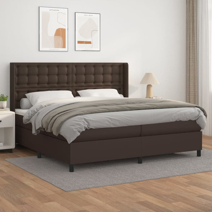 Boxspringbett mit Matratze Braun 200x200 cm Kunstleder