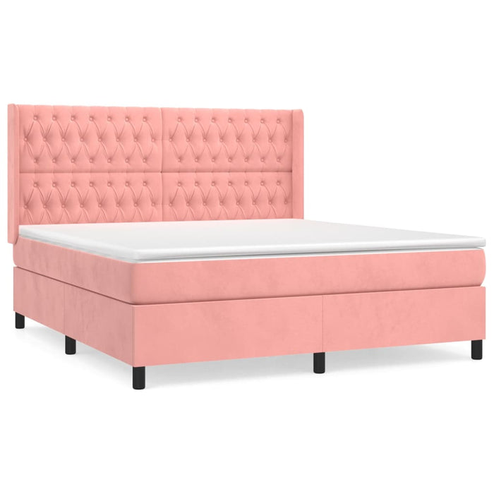 Boxspringbett mit Matratze Rosa 180x200 cm Samt