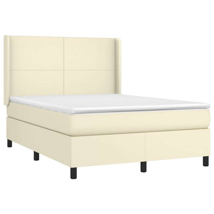 Boxspringbett mit Matratze & LED Creme 140x200 cm Kunstleder