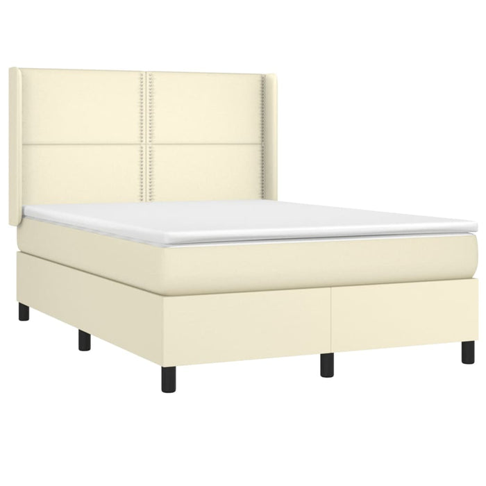 Boxspringbett mit Matratze & LED Creme 140x200 cm Kunstleder