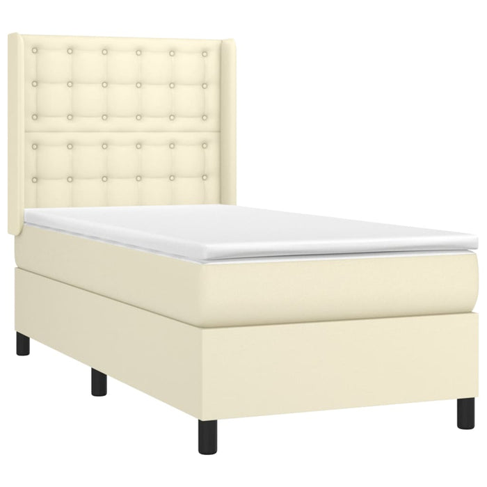 Boxspringbett mit Matratze & LED Creme 80x200 cm Kunstleder