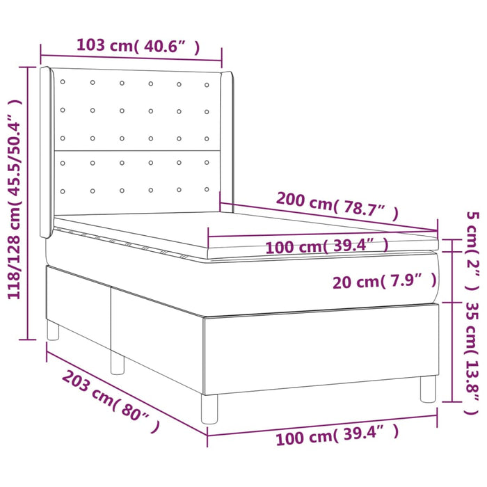 Boxspringbett mit Matratze & LED Dunkelgrün 100x200 cm Samt