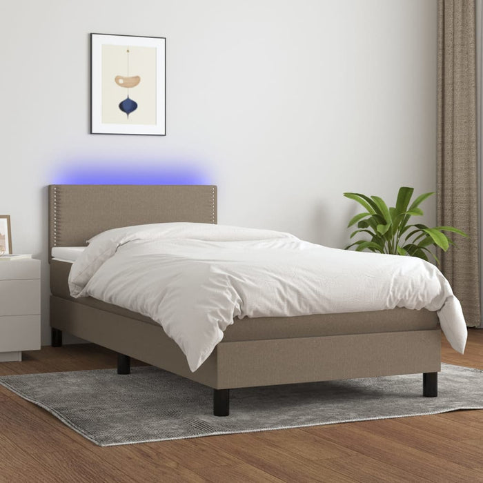 Boxspringbett mit Matratze & LED Taupe 90x190 cm Stoff