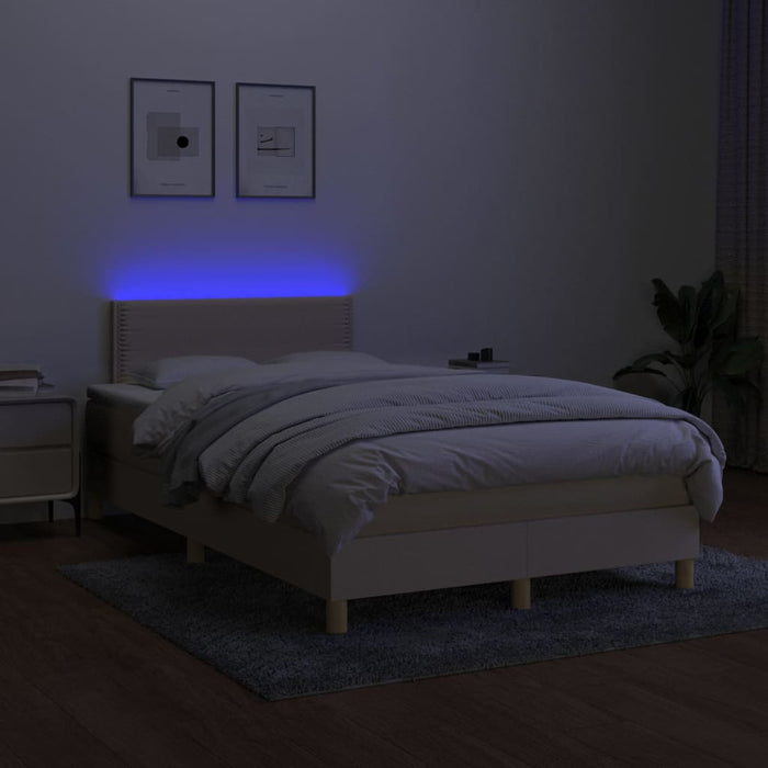 Boxspringbett mit Matratze & LED Creme 120x200 cm Stoff